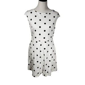 New York & Company Women's Large White w/ Black Polka Dots Cotton Stretch dress